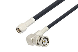PE39404 - SMA Male to BNC Male Right Angle Low Loss Cable Using PE-C195 Coax
