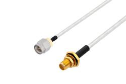 PE39427/HS - SMA Male to SMA Female Bulkhead Cable Using PE-SR402FL Coax with HeatShrink