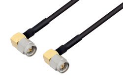 PE39430/PH180 - SMA Male Right Angle to SMA Male Right Angle Cable Using PE-SR405FLJ Coax with 180 Deg. Clock