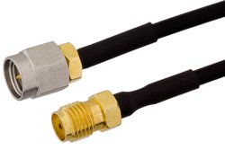 SMA Male to SMA Female Bulkhead Precision Cable Using PE-SR402FL Coax, RoHS