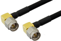 PE39438 - SMA Male Right Angle to SMA Male Right Angle Cable Using PE-SR402FLJ Coax