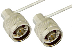 PE39444 - N Male Right Angle to N Male Right Angle Semi-Flexible Precision Cable Using PE-SR405FL Coax, LF Solder, RoHS