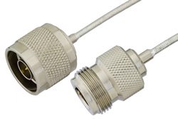 PE39446 - N Male to N Female Semi-Flexible Precision Cable Using PE-SR405FL Coax, LF Solder, RoHS