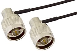 PE39458 - N Male Right Angle to N Male Right Angle Semi-Flexible Precision Cable Using PE-SR405FLJ Coax, LF Solder, RoHS