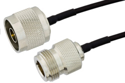 N Male to N Female Precision Cable Using PE-SR405FLJ Coax, RoHS