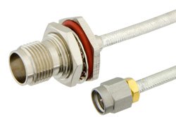 PE39483 - SMA Male to TNC Female Bulkhead Cable Using PE-SR402FL Coax