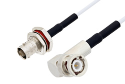 PE3994/HS - BNC Female Bulkhead to BNC Male Right Angle Cable Using RG188 Coax with HeatShrink