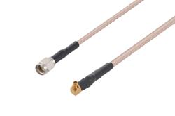PE3C0029/HS - SMA Male to MMCX Plug Right Angle Cable Using RG316-DS Coax with HeatShrink
