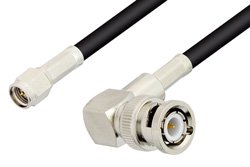 PE3C0040 - SMA Male to BNC Male Right Angle Cable Using LMR-195 Coax