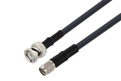 PE3C0051/HS2 - SMA Male to BNC Male Low Loss Cable Using LMR-195 Coax with Double HeatShrink