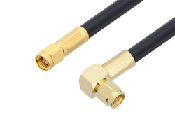 PE3C0055LF - SMA Male to SMA Male Right Angle Cable Using LMR-240 Coax , LF Solder