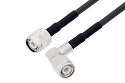 PE3C0058LF/HS - TNC Male Right Angle to TNC Male Low Loss Cable Using LMR-195 Coax with HeatShrink, LF Solder