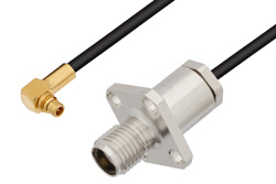PE3C0064 - SMA Female 4 Hole Flange to MMCX Plug Right Angle Cable Using LMR-100 Coax