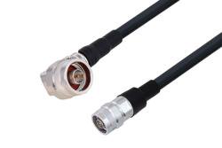 PE3C0106/HS - N Male Right Angle to N Male Low Loss Cable Using LMR-400 Coax with HeatShrink