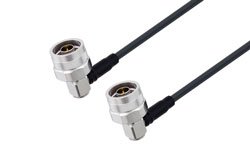 PE3C0119LF - N Male Right Angle to N Male Right Angle Low Loss Cable Using LMR-195 Coax with Times Microwave Components, LF Solder