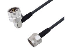 PE3C0120LF - N Male to N Male Right Angle Low Loss Cable Using LMR-195 Coax With Times Microwave Components , LF Solder