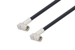 PE3C0382LF - SMA Male Right Angle to SMA Male Right Angle Low Loss Cable Using LMR-195 Coax, LF Solder