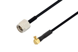 PE3C0397 - SMA Male to Mini SMP Female Right Angle Cable Using PE-SR405FLJ Coax