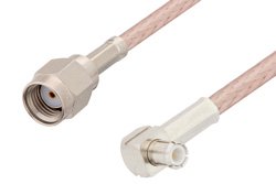 PE3C0481 - Reverse Polarity SMA Male to MCX Plug Right Angle Cable Using RG316 Coax, RoHS