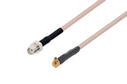 PE3C0525/HS - SMA Female to MMCX Plug Right Angle Cable Using RG316-DS Coax with HeatShrink