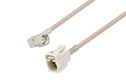 PE3C0538 - SMA Male Right Angle to White FAKRA Jack Cable Using RG316 Coax