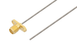 PE3C0643 - SMA Female 2 Hole Flange to Straight Cut Lead Test Probe Cable Using PE-SR047FL Coax