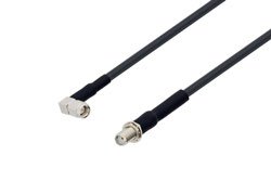 PE3C0682/HS - SMA Female Bulkhead to SMA Male Right Angle Low Loss Cable Using LMR-195 Coax with HeatShrink