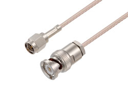 PE3C0709LF - SMA Male to BNC Male Cable Using RG316 Coax , LF Solder