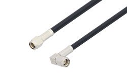 PE3C0719LF - SMA Male to SMA Male Right Angle Low Loss Cable Using LMR-195 Coax, LF Solder