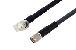PE3C0720/HS - Reverse Polarity SMA Plug Right Angle to SMA Male Low Loss Cable Using LMR-195 Coax with HeatShrink