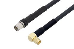 PE3C0864/HS - SMA Male to SMA Male Right Angle Low Loss Cable Using LMR-240-UF Coax with HeatShrink