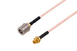 PE3C0874/HS - QMA Male to Limited Detent SMP Male Bulkhead Cable Using RG405 Coax with HeatShrink