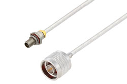 PE3C10095 - 3.5mm Female Bulkhead to N Male Cable Using PE-SR402FL Coax