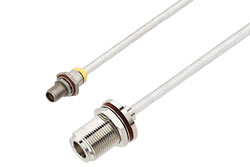 PE3C10098 - 3.5mm Female Bulkhead to N Female Bulkhead Cable Using PE-SR402FL Coax