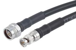 PE3C10268 - 75 Ohm BNC Male to 75 Ohm N Male Low Loss Cable Using 75 Ohm LMR-400-75-DB Coax with Times Microwave Components