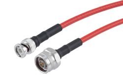 PE3C10279 - Plenum BNC Male to N Male Low Loss Cable Using LMR-240-LLPX Coax with Times Microwave Components