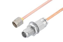 PE3C10447 - 2.92mm Male to 1.85mm Female Bulkhead Cable Using RG405 Semi-Rigid Coax