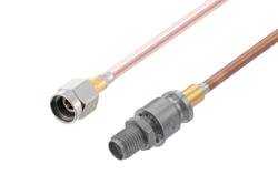 PE3C10451 - 2.92mm Male to 2.92mm Female Bulkhead Cable Using PE-118SR Semi-Rigid Coax