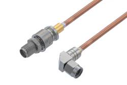 PE3C10457 - 2.92mm Female Bulkhead to 2.92mm Male Right Angle Cable Using PE-118SR Semi-Rigid Coax