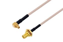 PE3C1081/HS - SMA Female Bulkhead to MMCX Plug Right Angle Cable Using RG316 Coax with HeatShrink