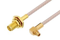 PE3C1081 - MMCX Plug Right Angle to SMA Female Bulkhead Cable Using RG316 Coax