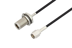 PE3C1101 - SMA Male to N Female Bulkhead Low Loss Cable Using LMR-100 Coax
