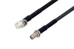 PE3C1103/HS - Reverse Polarity SMA Plug Right Angle to Reverse Polarity SMA Jack Bulkhead Low Loss Cable Using LMR-195 Coax with HeatShrink