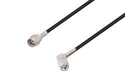 PE3C1108 - Reverse Polarity SMA Plug Right Angle to Reverse Polarity SMA Plug Low Loss Cable Using LMR-100 Coax