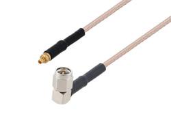 PE3C1192/HS - SMA Male Right Angle to MMCX Plug Cable Using RG316-DS Coax with HeatShrink