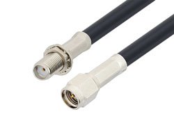 PE3C1209LF - SMA Male to SMA Female Bulkhead Low Loss Cable Using LMR-195 Coax , LF Solder