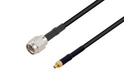 PE3C1387/HS - SMA Male to MMCX Plug Low Loss Cable Using LMR-100 Coax with HeatShrink