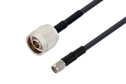 PE3C1472LF/HS - SMA Male to N Male Low Loss Cable Using LMR-195 Coax with HeatShrink, LF Solder