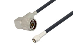 PE3C1473 - SMA Male to N Male Right Angle Low Loss Cable Using LMR-195 Coax