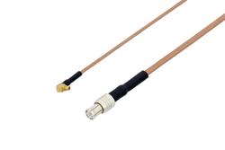 PE3C1478/HS - MMCX Plug Right Angle to MCX Plug Cable Using RG178 Coax with HeatShrink